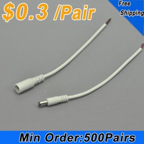 Wholesale White DC Connector 22 AWG 16cm Female Male LED Power Supply DC Cable Cord For LED Strip Light