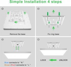LED Ceiling Light Fixture Flush Mount, 12 Inch 24W, Indoor LED Ceiling Lights, 3200LM Bright Square LED Ceiling Light, Flat Slim Lighting Fixture for Bedroom Stairwell Hallway Kitchen
