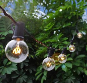 Dimmable Waterproof LED Outdoor String Lights - Hanging, 2W Edison Bulbs - 48Ft Commercial Lights for Decor for Patio, Backyard, Garden, Bistro¨C S14 Black - Warm White, with Dimmer, Complete Led String Lights Kit(48FT And Dimmer)