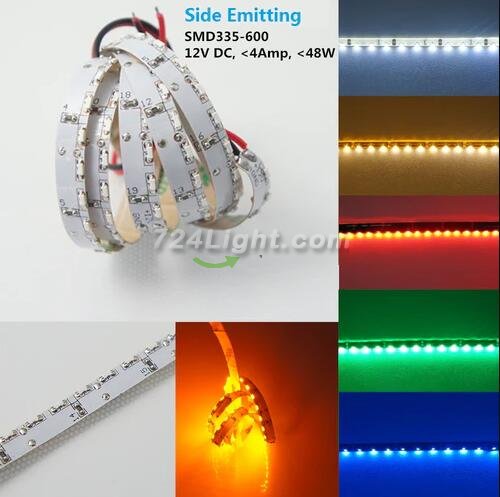 12V SMD335-600 High Density Side View Flexible LED Strips 120 LEDs /Mtr 8mm Wide LED Tape Light