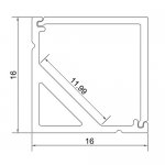 LED U Rectangle Aluminium Channel PB-AP-GL-005 1 Meter(39.4inch) 16 mm(H) x 16 mm(W) For Max Recessed 10mm Strip Light LED Profile