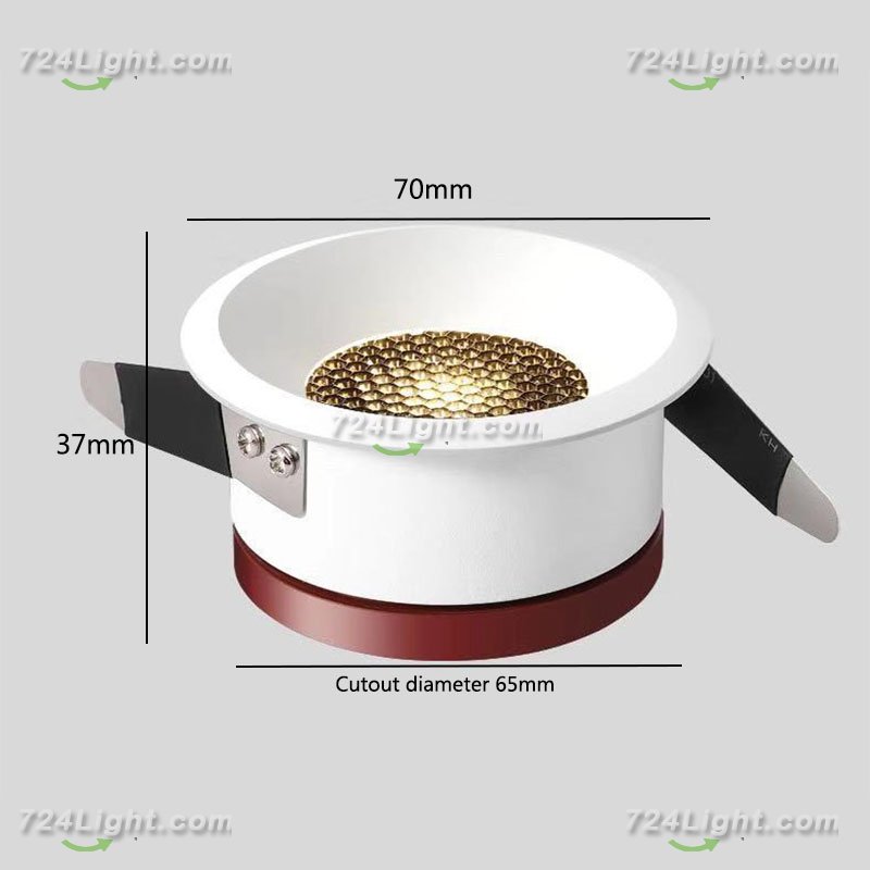 7W Downlight LED Cellular Mesh Anti-Glare Spotlight Lightweight Ceiling Light Embedded Downlight Home Spotlight