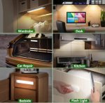 2 Pack PIR Motion Sensor LED Cabinet Light, Under Counter Closet Lighting, Wireless USB Rechargeable Light Indoor, CCT 2700-6500K Color Changeable for Kitchen, Wardrobe, Closet, Hallway