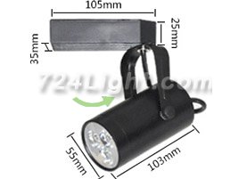 3W LD-DL-GLB-01-3W Black Shell LED Track Light LED 3*1W Pure White LED Track Lamp Diameter 55mm LED Spotlight