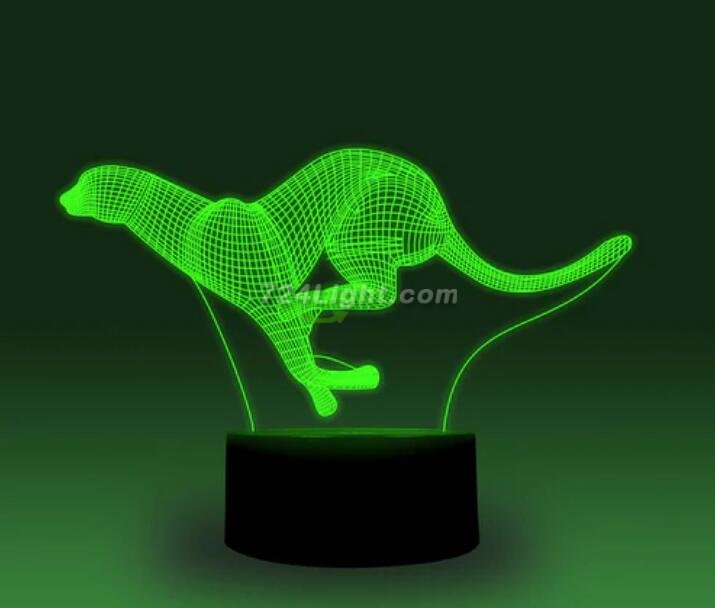 Animal Images 3D Illusion LED Night Light w/ 16 Colors Remote Touch Switch Adjustable Brightness for Kids Bedroom Decoration