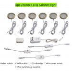 6pcs Packing Rounded LED Stainless Steel Under Cabinet Lighting 2W 12VDC 3 Switches are Available Controllable Puck Light for Motorhome, Caravan, Truck, Kitchen, Wine Cabinet, Wardrobe