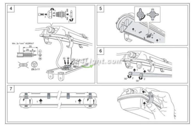 LED Tube Fixture (No Tube included) for Dual LED Tube Tri-proof LED Tube Support Bracket Waterproof , Dustproof, Corrosion-Proof