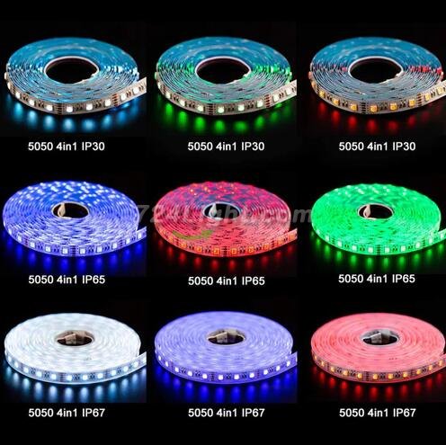 RGBW | RGBWW LED Strips, 16.4FT/5M SMD5050-300 60LEDs 19.2W per Meter 4in1 RGBW LED Strip Lights