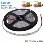 High CRI 90 LED Strip Lights, 5Meters (16.4ft) SMD5050-300, 60 LEDs 900LM Per Meter, DC 12V Dimmable Flexible LED Strips,10mm Wide Tape