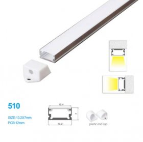 13.2*7 MM Ceiling/Wall Mounted LED Aluminum Profile with Flat Cover for LED Strip Lighting System