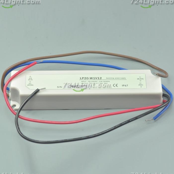 20 Watt LED Power Supply 12V 1.66A LED Power Supplies Waterproof IP67 For LED Strips LED Lighting - Click Image to Close