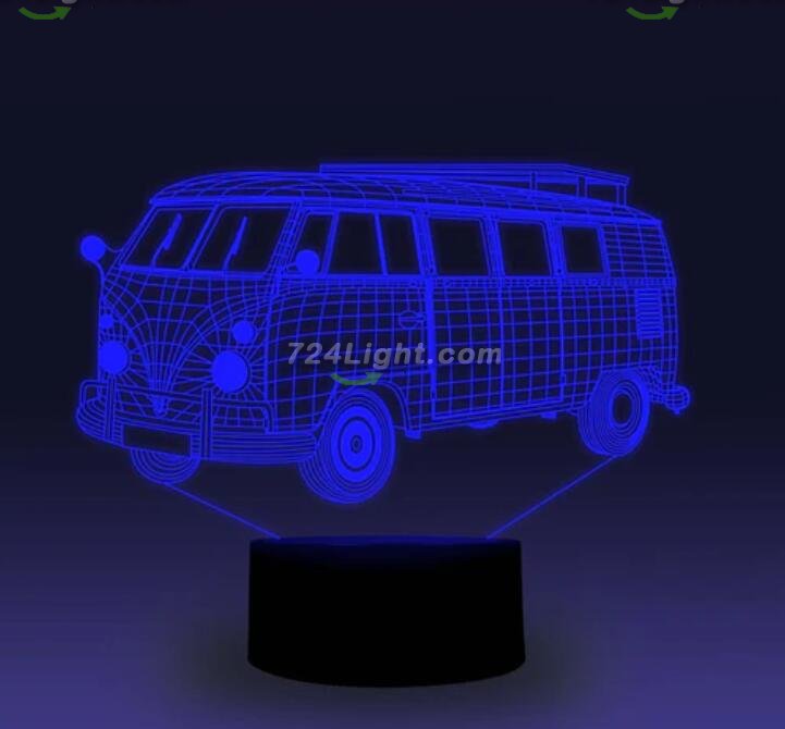 Transportation Images 3D Illusion LED Night Light w/ 16 Colors Remote Touch Switch Adjustable Brightness for Kids Bedroom Decoration