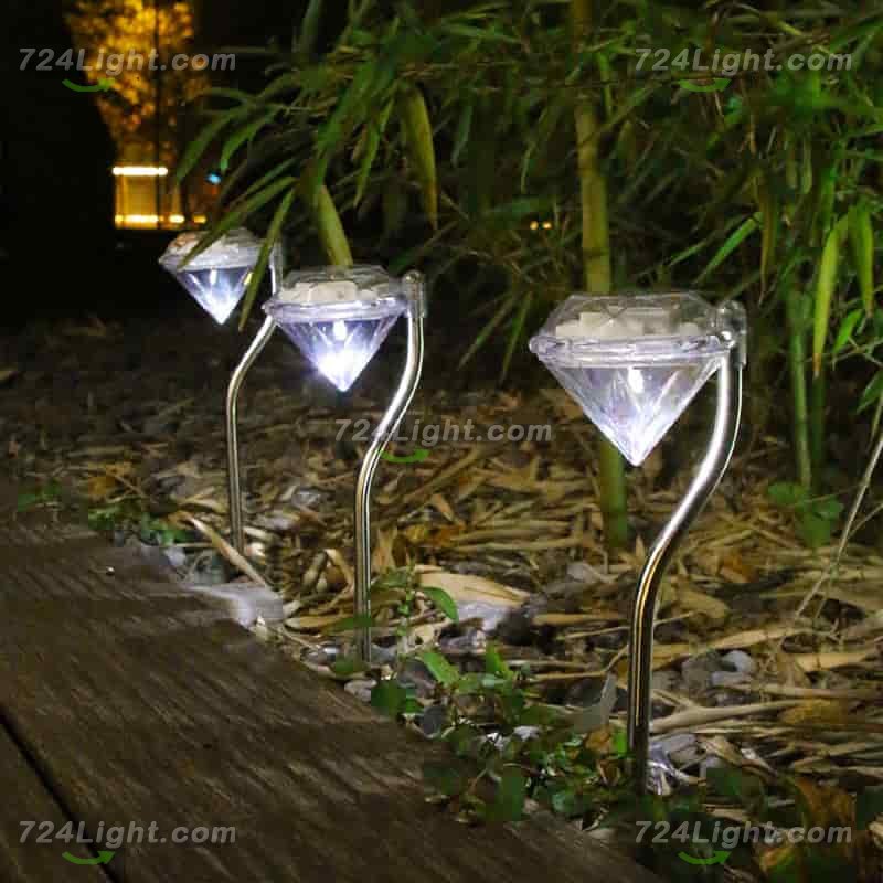 Outdoor Solar Diamond Lights, 2 Pack Solar Lawn Lights for Garden Terraces, Flowerbeds, Lawn Paths