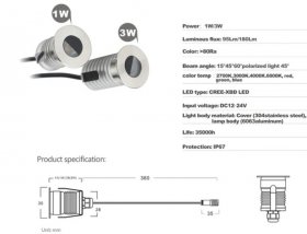 8pcs Pack 1W/3W DC12-24V IP67 LED Step Light Stainless Steel Inground LED Light with Anti-glare Half Moon Brushed Lens