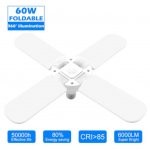 60W Deformable LED Garage Ceiling Lights 6000LM 6500K White 400W Equivalent CRI80+ E26/E27 Base