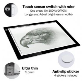 A4 LED Light Pad, Ultra Thin Portable LED Light Tracer, Full Range Dimmable with USB Power Cable