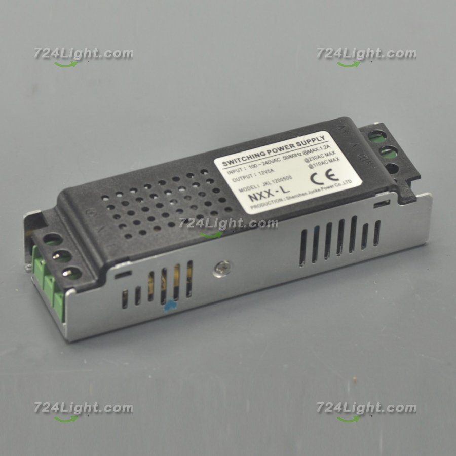 60 Watt LED Power Supply 12V 5A LED Power Supplies For LED Strips LED Light - Click Image to Close