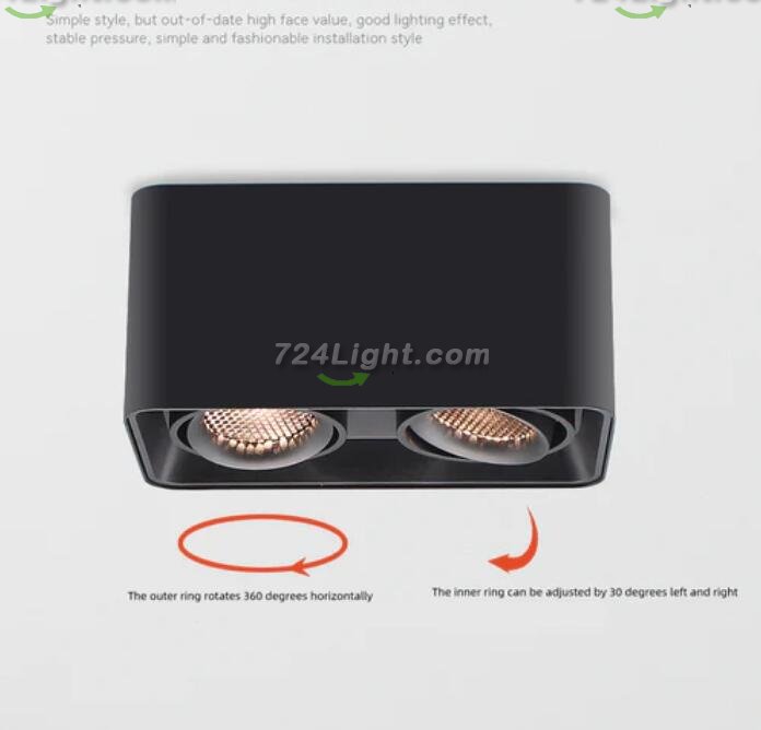 2PCS Pack 7W/10W AC110-AC220V Dual-Head Square LED Downlight Anti-glare LED Spotlight for Living Room Home Ceiling Aisle Lighting