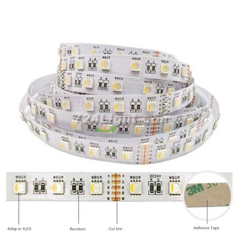 RGBW | RGBWW LED Strips, 16.4FT/5M SMD5050-300 60LEDs 19.2W per Meter 4in1 RGBW LED Strip Lights