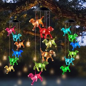 Outdoor Solar Dog Wind Chime Lights for Garden, Patio, Party, Yard, Window, Outdoor Decorations