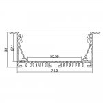 PB-AP-GL-047-R LED Aluminium Channel Recessed Aluminum LED profile with flange LED Channel For 5050 5630 Multi Row LED Strip Lights