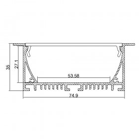 PB-AP-GL-047-R LED Aluminium Channel Recessed Aluminum LED profile with flange LED Channel For 5050 5630 Multi Row LED Strip Lights