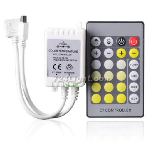 24Key IR Remote Controller for Dual White LED Strip Lights DC12V-24V LED Strip Controller
