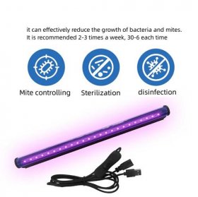 10W 12.6inches T8 LED UV 385-400nm Black Light Strip, LED Tube Light for Bedroom Halloween Decorations and Christmas Party, Fun Atmosphere, Black Light Poster 6ft Power Cord with Built-in ON/Off Switch