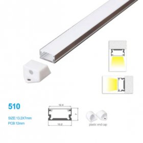 13.2*7 MM Ceiling/Wall Mounted LED Aluminum Profile with Flat Cover for LED Strip Lighting System