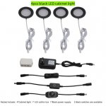 4pcs Pack LED Under Cabinet Lighting 2.5W 12VDC Ultra Thin, 3 Switches are Available Controllable Puck Light for Motorhome, Caravan, Truck, Kitchen, Wine Cabinet, Wardrobe