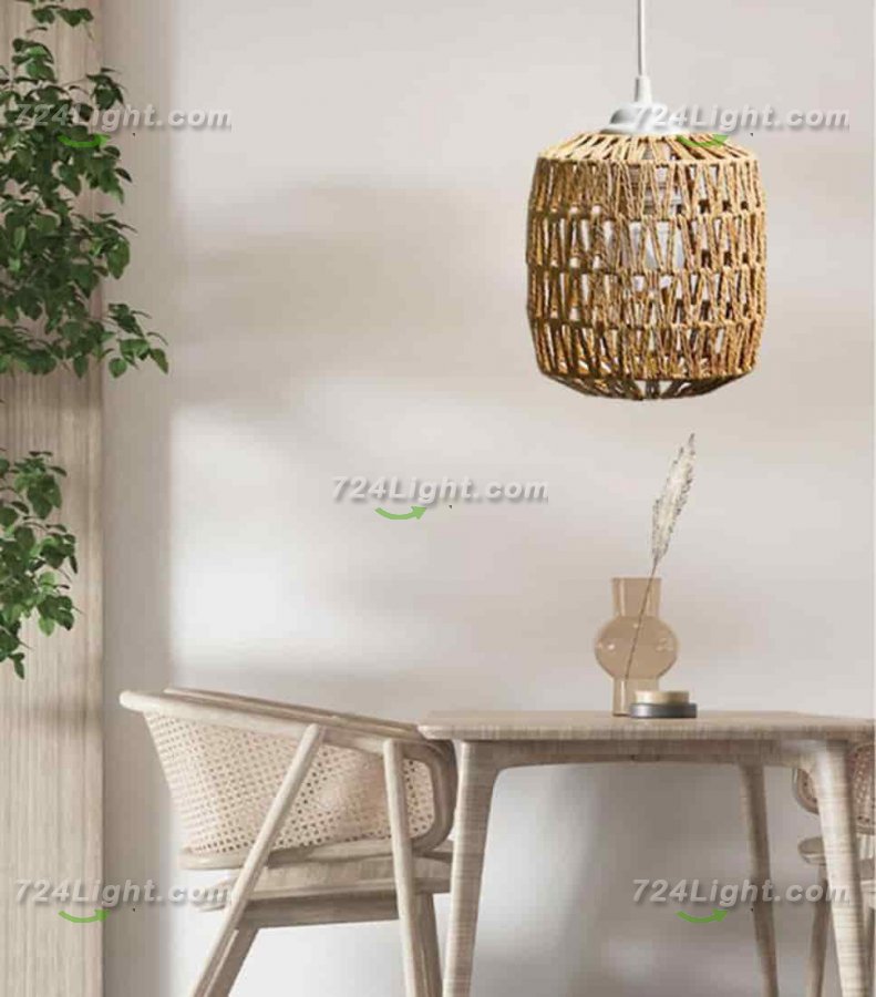 Hand-woven rattan chandelier Braided chandelier Wicker rattan shade Antique chandelier shade