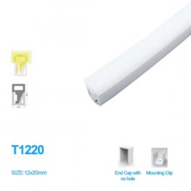 1M/5M/10M/20M Pack of T1220 3 Sides Edge Lighting LED Neon Light Housing Kit with End Caps and Mounting Clips, Flexible Neon Channel Fit for 10mm Wide LED Strip Lights