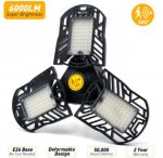60W Motion Activated Radar CRI 80 6000LM 6000K Deformable E26/E27 Base LED Ceiling Light for Garage