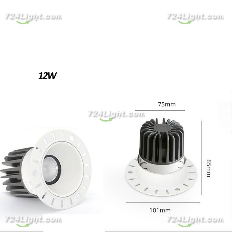 12W HOTEL LIVING ROOM SPOTLIGHT COB ANTI-GLARE HIGH DISPLAY INDEX LED CEILING DOWNLIGHT FRAMELESS EMBEDDED SPOTLIGHT