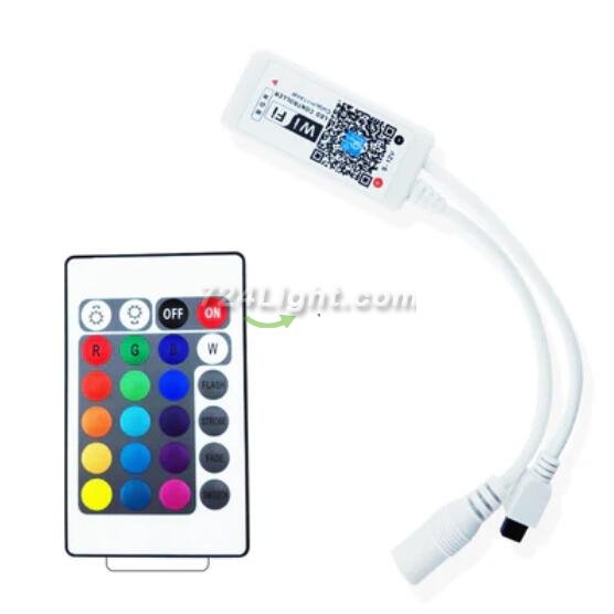 Wireless WiFi Smart Phone APP LED Controller or with 24Key IR Remote Controller for RGB LED Flexible Strip Lights