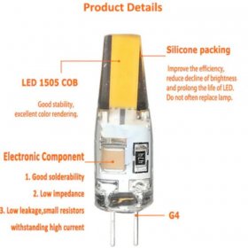 G4 LED Light Bulbs 1.5W Equivalent to 15W AC 110V-120V /200-240V, Bi-pin LED Bulb Silicone G4 LED Bulbs (10-Pack)