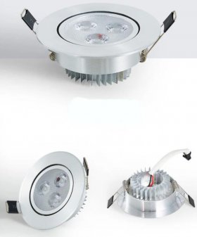 Directional 3W (Three 1 watt) LED Downlight with 2.55in-2.95in Cutout and 3.3in Trim