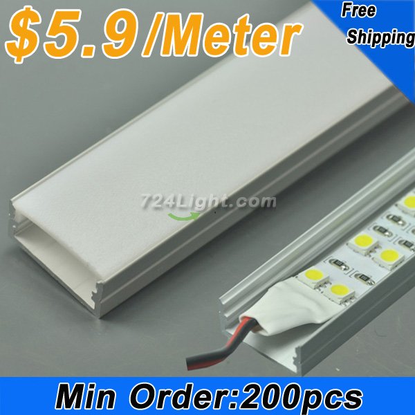 Wholesale LED U Double 5050 Strip Aluminium Channel PB-AP-GL-004 1 Meter(39.4inch) 10 mm(H) x 20 mm(W) For Max Recessed 20mm Strip Light LED Profile ssed 10mm Strip Light LED Profile