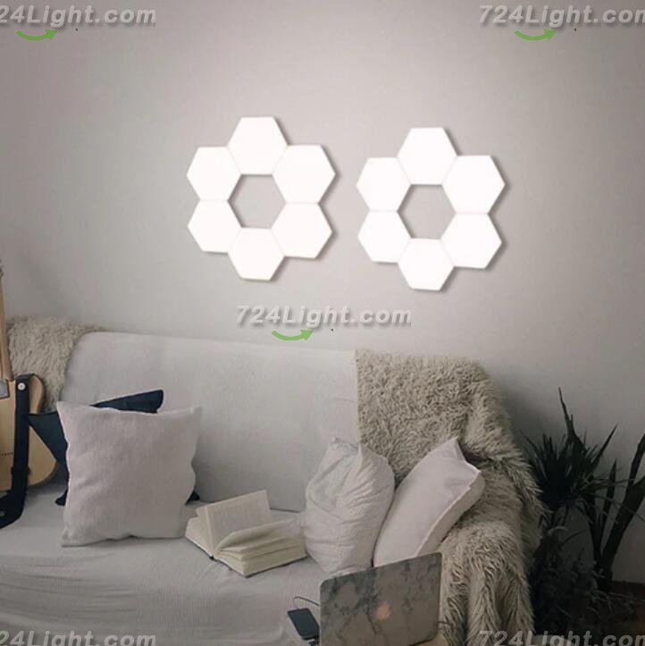 6 Pack Hexagonal LED Wall Light, DIY Modular Touch Sensitive Lights LED Night Light
