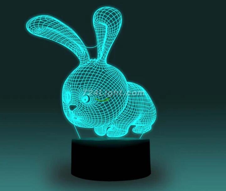 Animal Images 3D Illusion LED Night Light w/ 16 Colors Remote Touch Switch Adjustable Brightness for Kids Bedroom Decoration