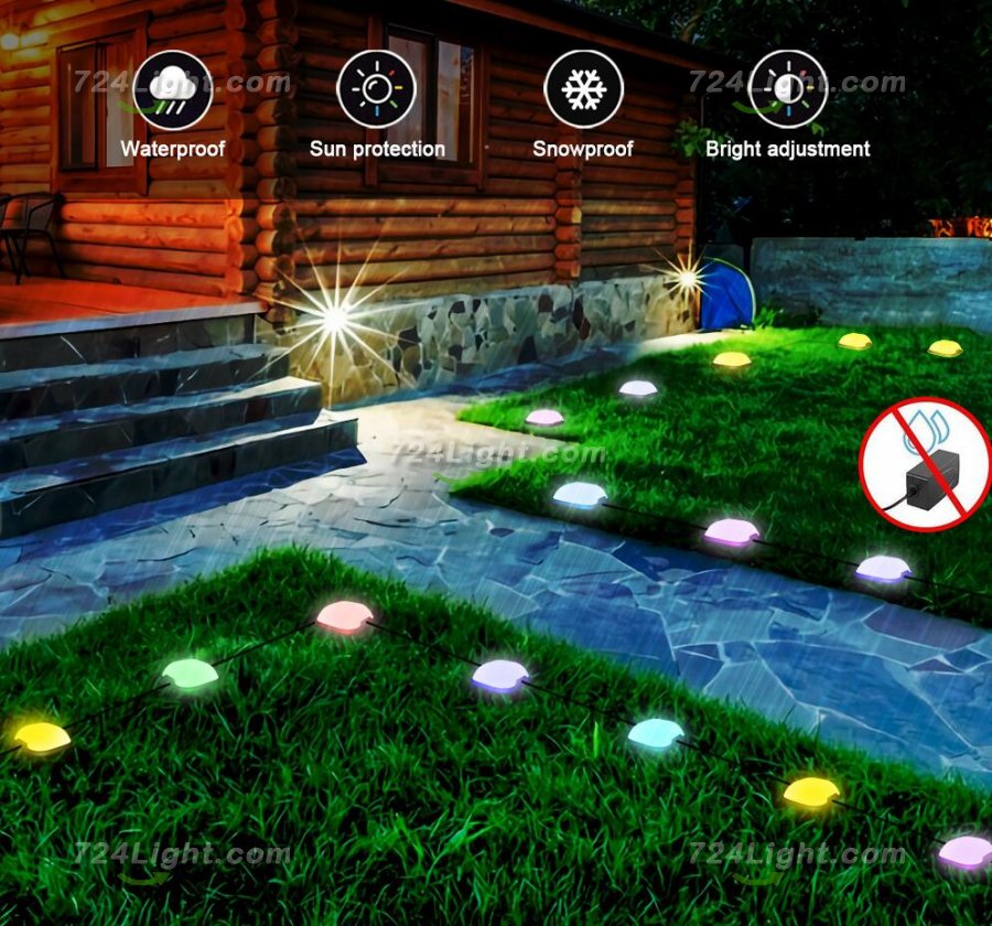 Outdoor Ground Lights 15 Bulbs 32.8FT Smart RGB+IC Pathway Lights, APP Controlled Waterproof RGB Landscape Lighting Work with Alexa