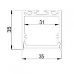1 Meter 39.4" LED Suspended light Channel Profile 35mm x 35mm suit 38mm led strip light