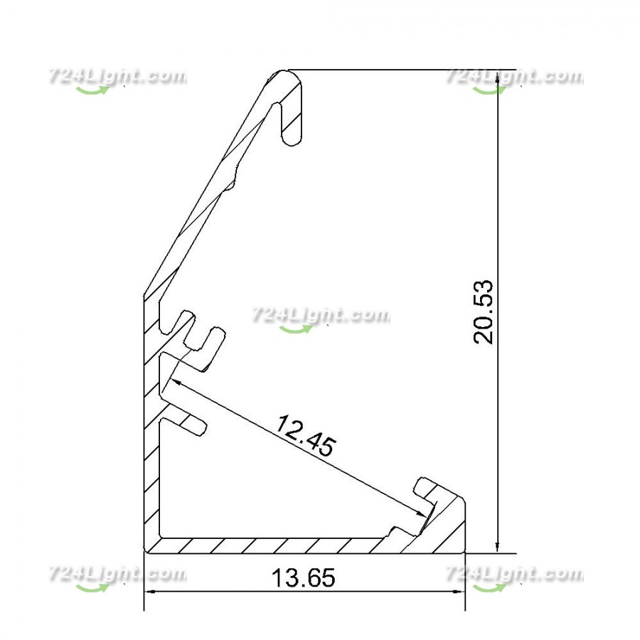 V Style LED Aluminium Extrusion LED Aluminum Channel 1 meter(39.4inch) with Reflector