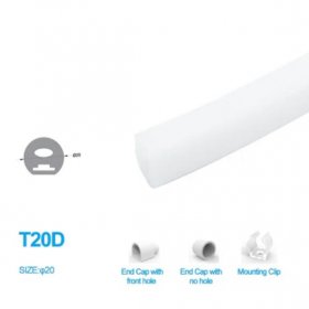 1M/5M/10M Pack of T20D LED Neon Light Housing Kit with End Caps and Mounting Clips, Flexible Neon Channel Fit for 10mm Wide LED Strip Lights