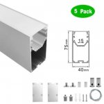 5 Pack H4075 Big Aluminum Extrusion Channel for Suspension Mounting Linear Office Lighting System