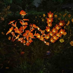 Solar Maple Leaf Branch Light Outdoor Garden Decorative Lawn Light LED-2 Pack