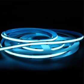 16.4FT (5Meters) Roll of Icy Blue Color COB LED Flex Strip Spot Free in 24V with 512 LEDs 14Watt per Meter Flexible LED Tape 10mm Wide PCB Non-waterproof