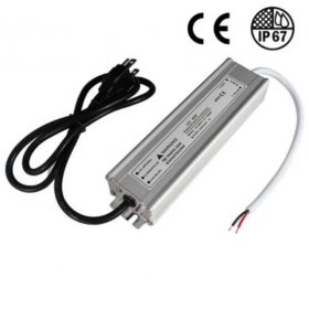 Waterproof IP67 LED Power Supply 110V AC to 12V DC Driver Transformer 3-Prong Plug 3.3 Feet Cable