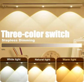 2 Pack 3-Color Dimmable LED Motion Sensor Under Cabinet Light, Rechargeable Magnetic Wireless Under Counter Lighting for Kitchen Bedroom Closet Cupboard Wardrobe Stairs Corridor