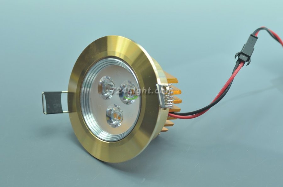 3W CL-HQ-03-3W LED Down Light Cut-out 69.5mm Diameter 3.3" Gold Recessed Dimmable/Non-Dimmable LED Down Light